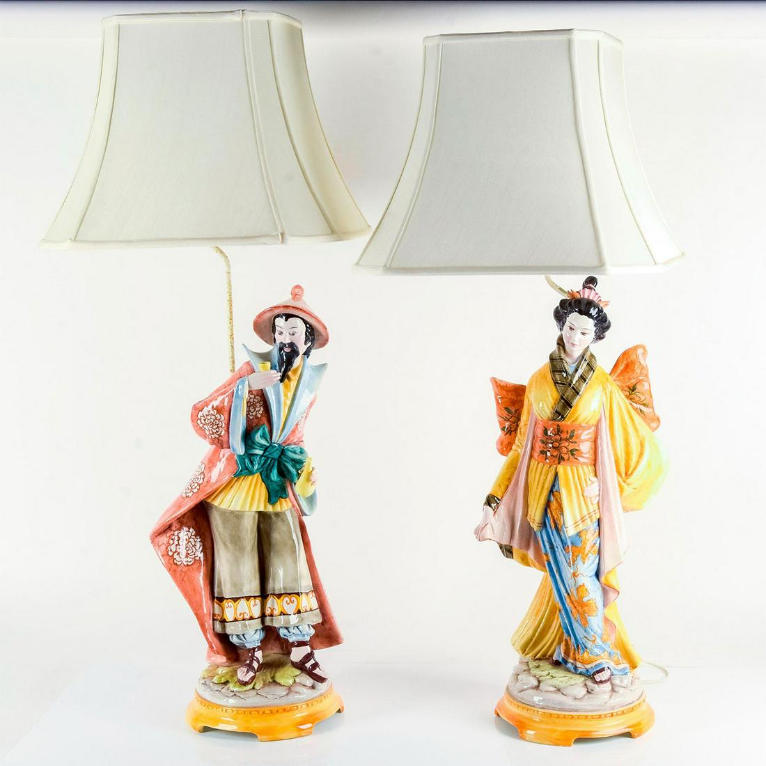 Pair of Italian Oriental Figure Lamps with Shades (1 of 14)