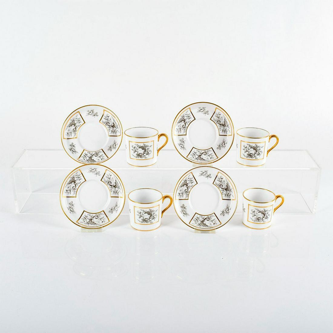 8pc Spode Cups and Saucers, Black Roses and Gold Y5448 (1 of 8)