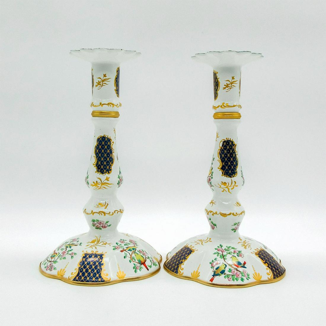 Pair of Halcyon Days Enamel Candlesticks (1 of 6)