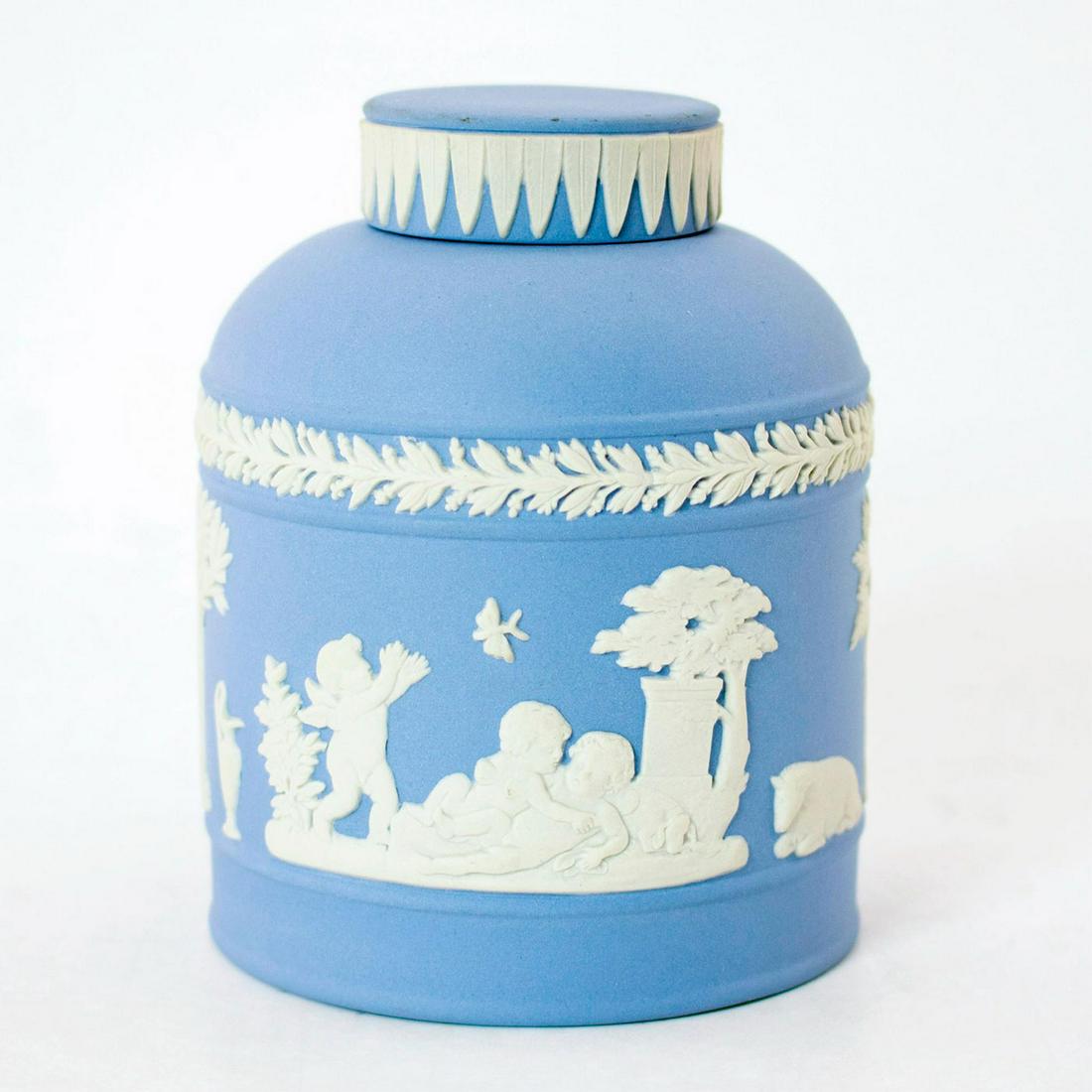 Wedgwood Pale Blue Jasperware, 1994 Tea Canister (1 of 4)