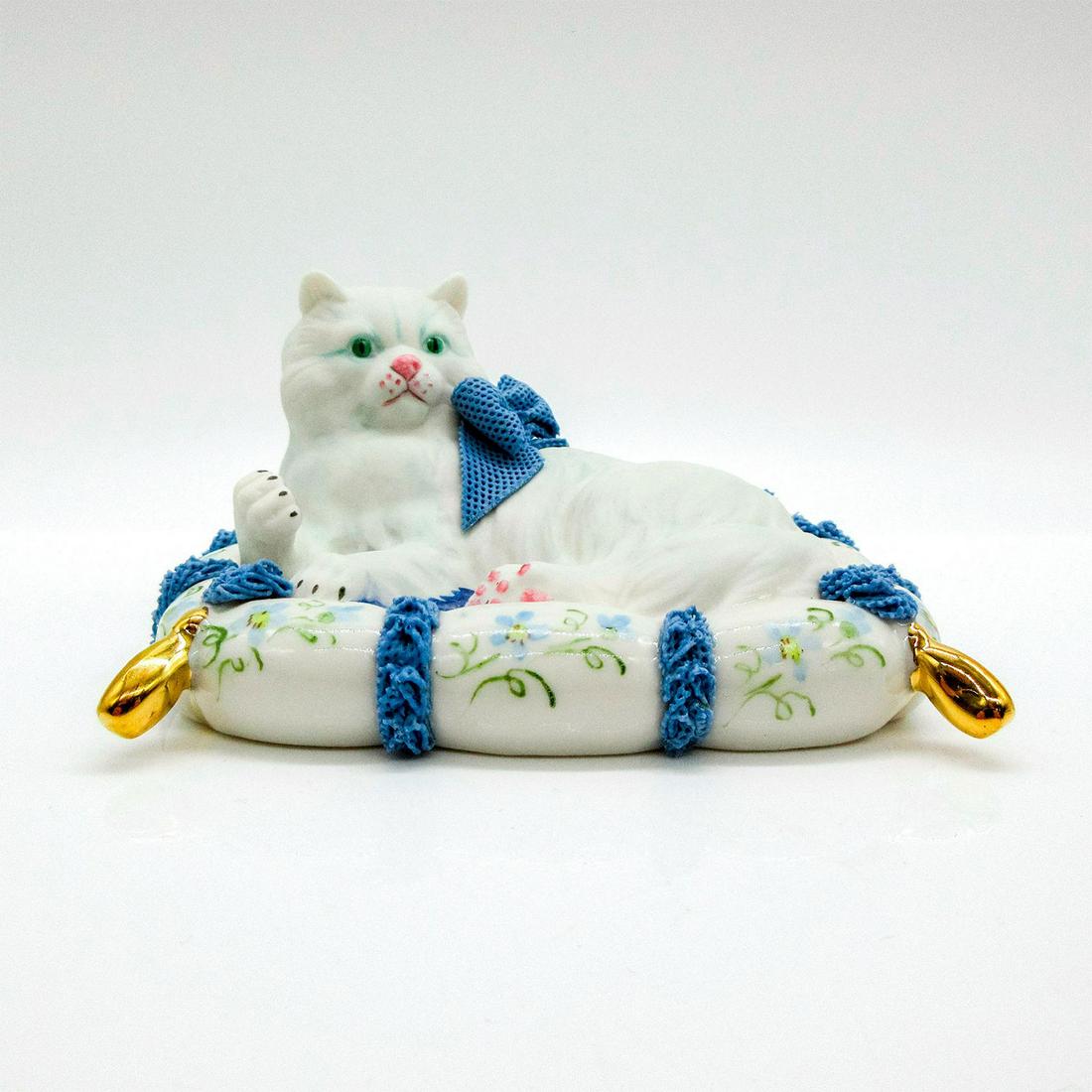 Irish Dresden Figurine, Cat on Pillow (1 of 5)