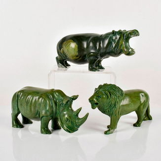 3pc Carved African Green Verdite Animal Figurines Sculptures - Sep 06, 2022 | Lion and Unicorn in FL 3pc Carved African Green Verdite Animal Figurines Sculptures - Sep 06, 2022 | Lion and Unicorn in FL