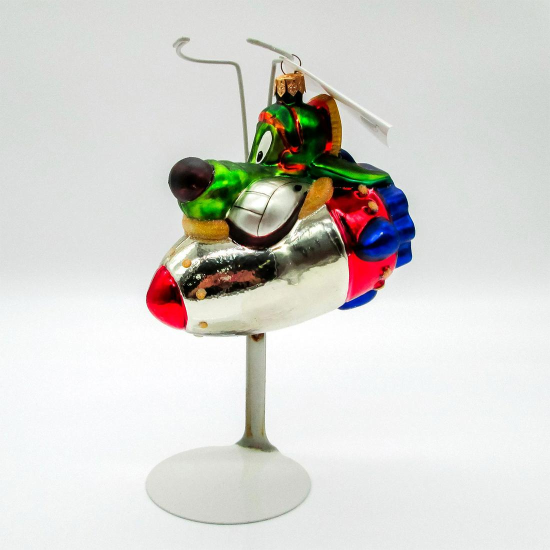 Christopher Radko Christmas Ornament, K-9: Limited edition of 841 of 2500. Colorful hand-painted glass ornament of Warner Bros. Looney Tunes K-9 in Rocket Ship. Warner Bros. Collectors Guild collection. K-9 is Marvin the Martian's pet alien do