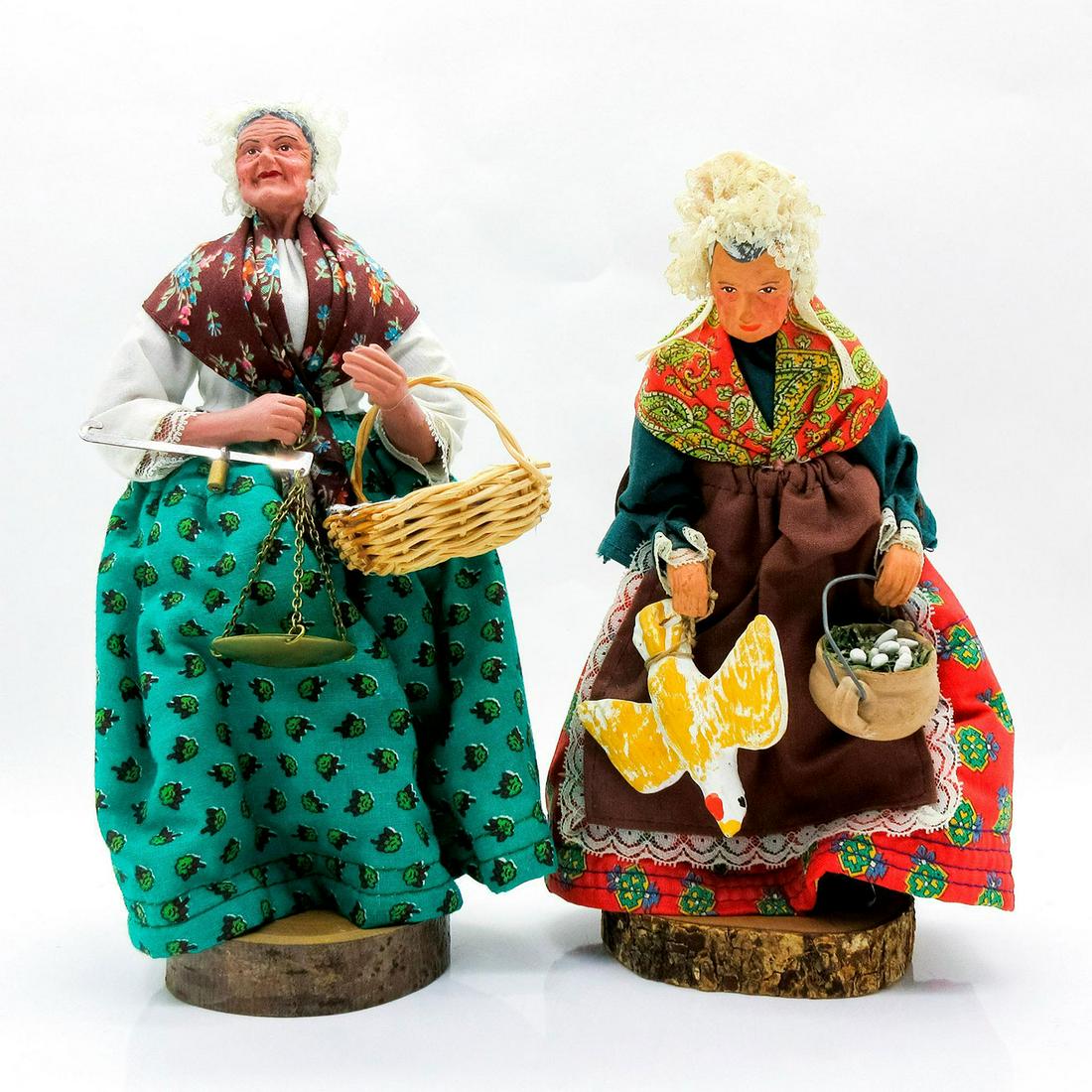 2pc Sylvette Amy Figurines on Wood Base, Country Ladies (1 of 4)