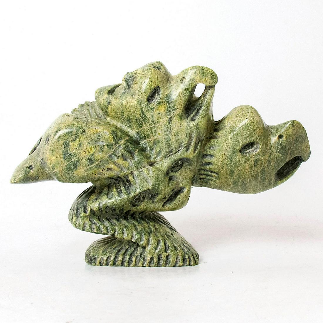 Inuit Stone Sculpture, Signed, Eagle and False Face (1 of 3)