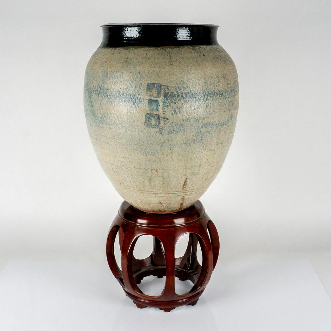 Paul Chaleff (American, b.1947) Large Stoneware Jardiniere With Stand (1 of 14)