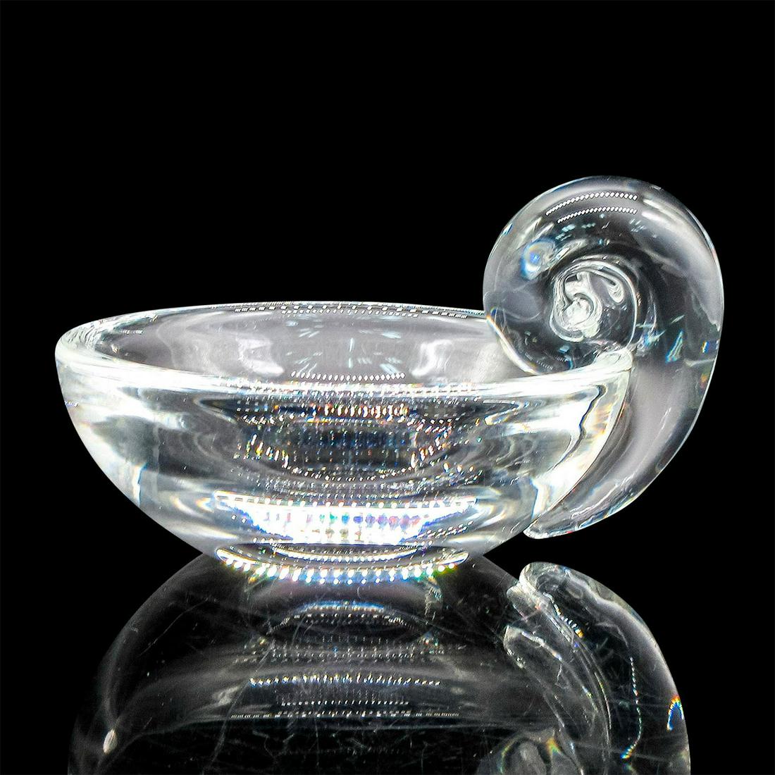Steuben Art Deco Glass Crystal Olive Dish, Scroll (1 of 3)