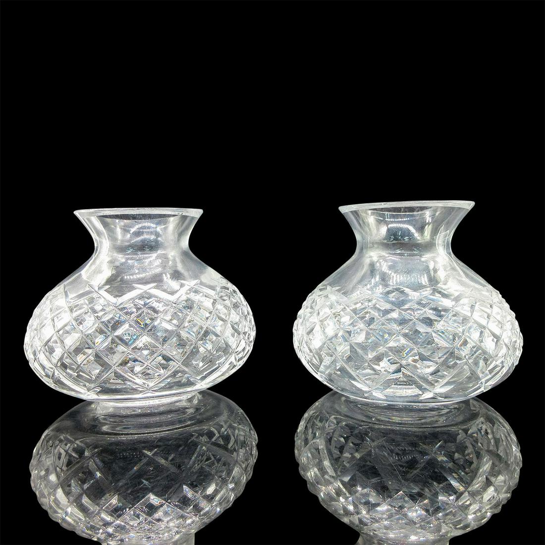 2pc Waterford Cut Crystal Lismore Hurricane Lamp Shades (1 of 5)