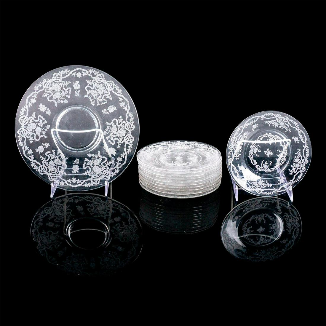 12pc Set of Vintage American Etched Glass Fostoria Plates (1 of 6)