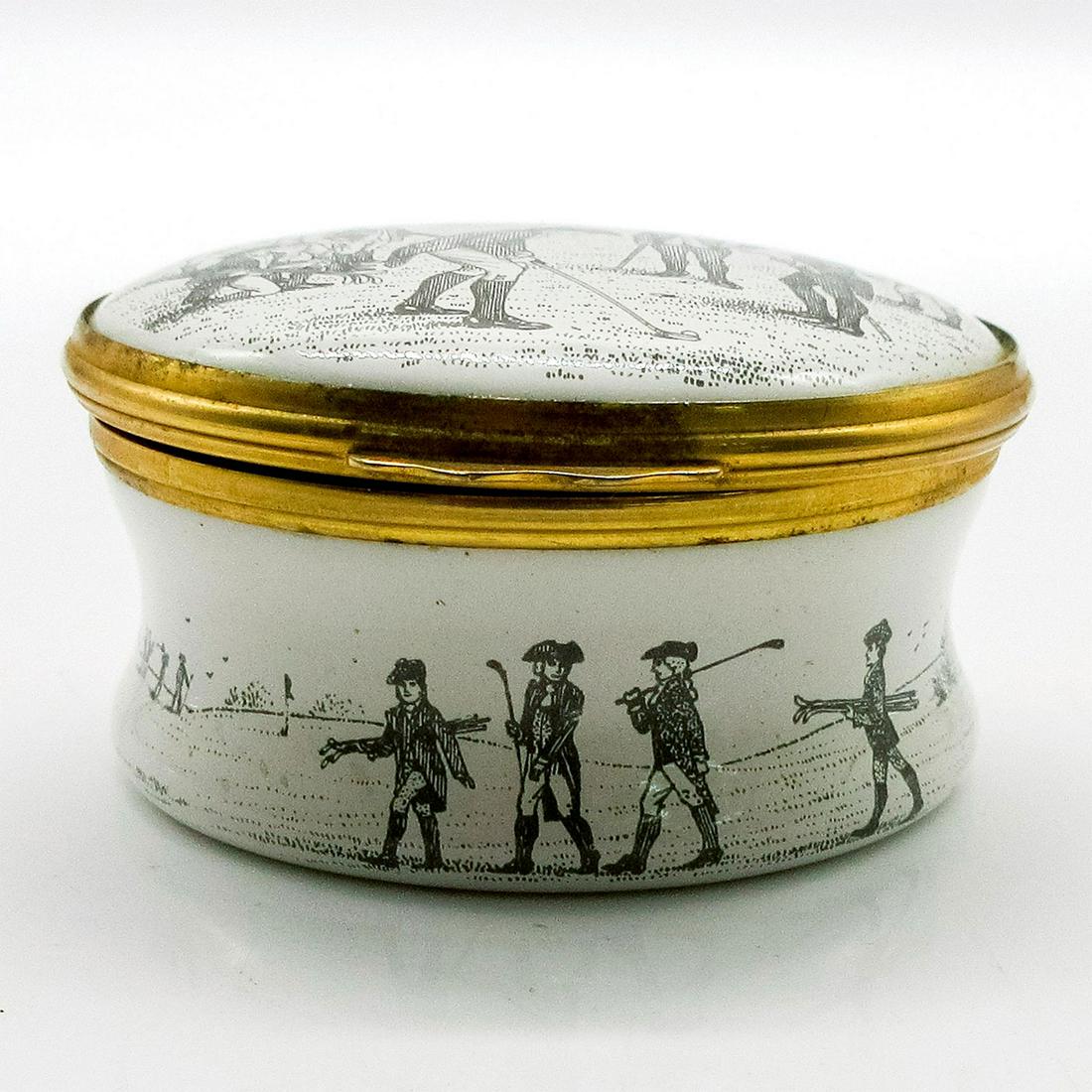 Halcyon Days Bilston & Battersea Enamels Trinket Box Golfing (1 of 7)