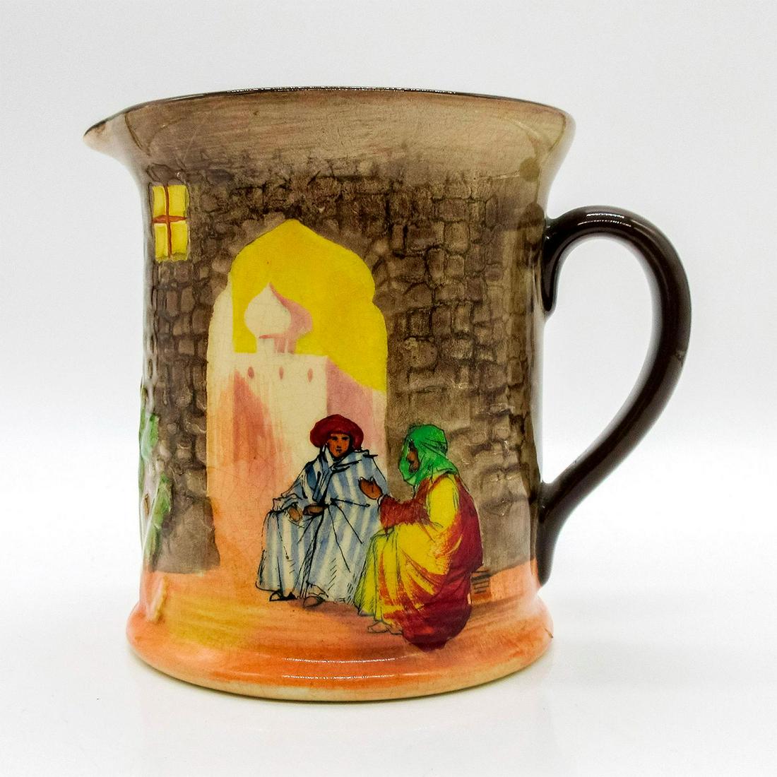 Royal Doulton Seriesware Moorish Gateway Pitcher D4745: Originally called Tunis series. Low relief decoration. Royal Doulton backstamp. #Art #Collectibles Artist: H. Allen Issued: 20th c. Dimensions: 5.5" L5" H x 4" Diameter Manufacturer: Royal Doulton Cou