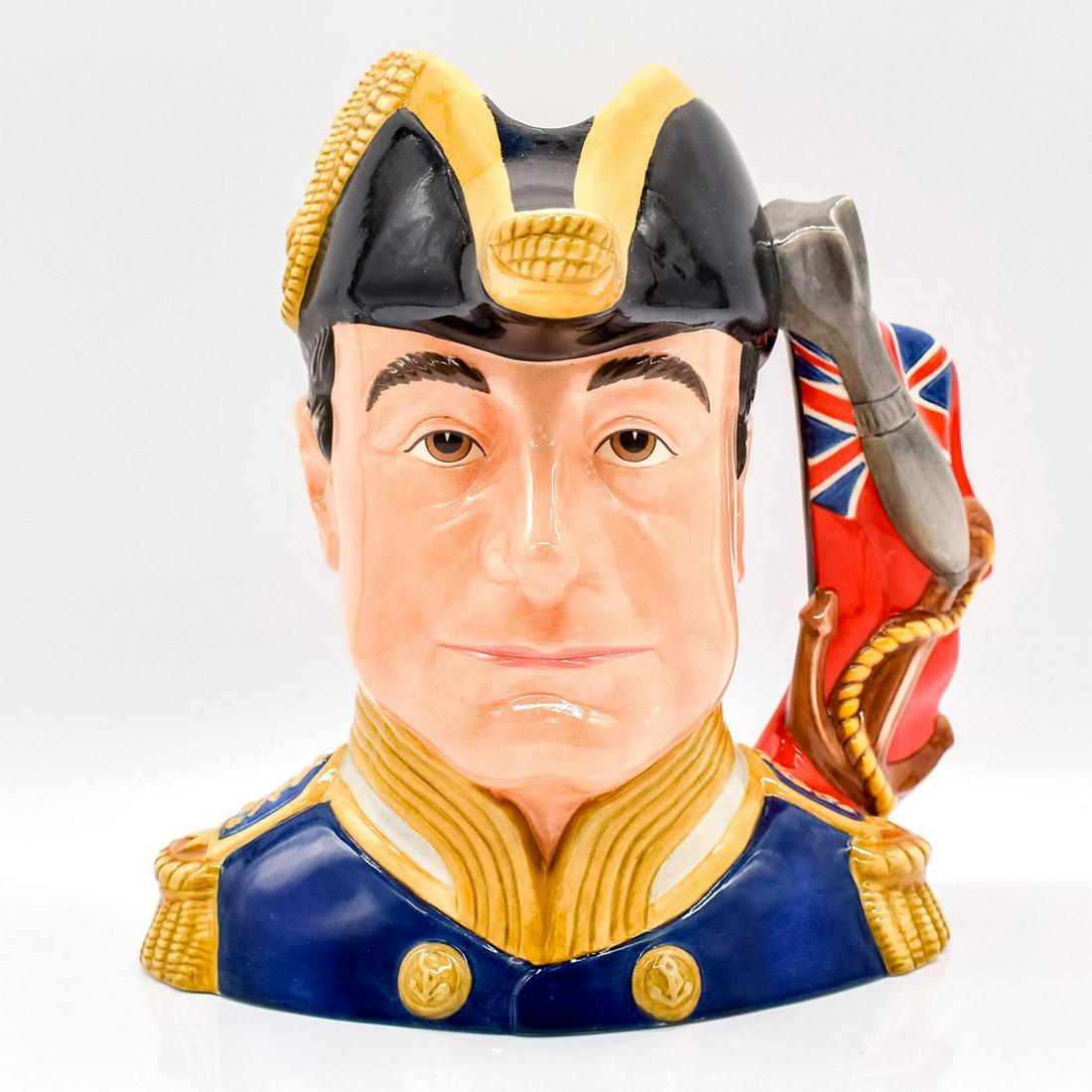 Admiral Jellico D7229 - Large - Royal Doulton Character Jug: Navy, black, gold, red, and grey. Series: First World War Military Leaders. Royal Doulton backstamp. Artist: Caroline Dadd Issued: 2007 Dimensions: 7.75"H Edition Number: 55 Edition Size: 100 Manufact