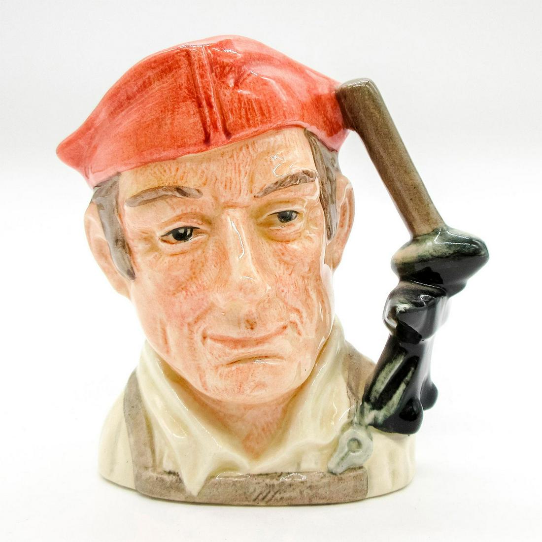 Blacksmith D6578 - Small - Royal Doulton Character Jug: Salmon hat; white shirt; light brown apron. Series: Characters From Williamsburg. Royal Doulton backstamp. Artist: David B. Biggs Issued: 1963 - 1983 Dimensions: 4"H Manufacturer: Royal Doulton Countr