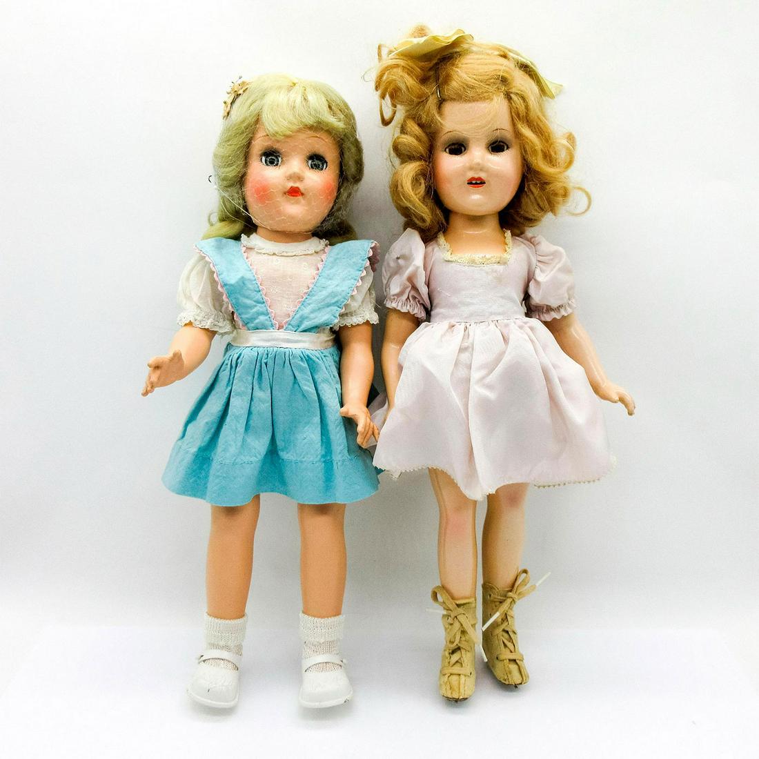 2pc Vintage Dolls, Madame Alexander and Ideal: Two resin dolls. The Madame Alexander Sonja Henie doll is 14.5"H. The Ideal doll is 14"H. Issued: 20th c.