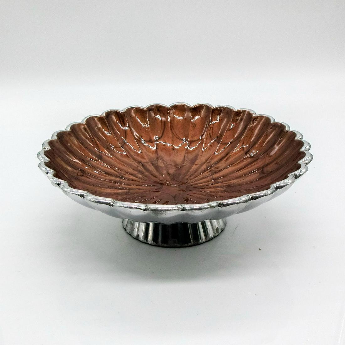 Julia Knight Peony Pedestal Bowl, Chocolate: Features uniquely hand painted piece formed by sand casting mix of enamel, mother of pearl. Silver bottom. Includes original Julia Knight box. Dimensions of box: 8 x 3.5 x 8.5. Includes mini booklet h