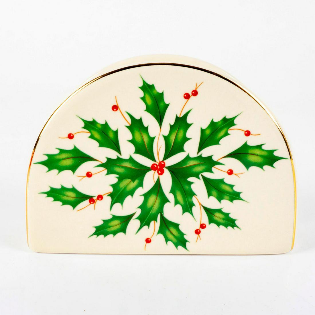Lenox Porcelain Napkin Holder, Holiday, Holly and Berries (1 of 7)