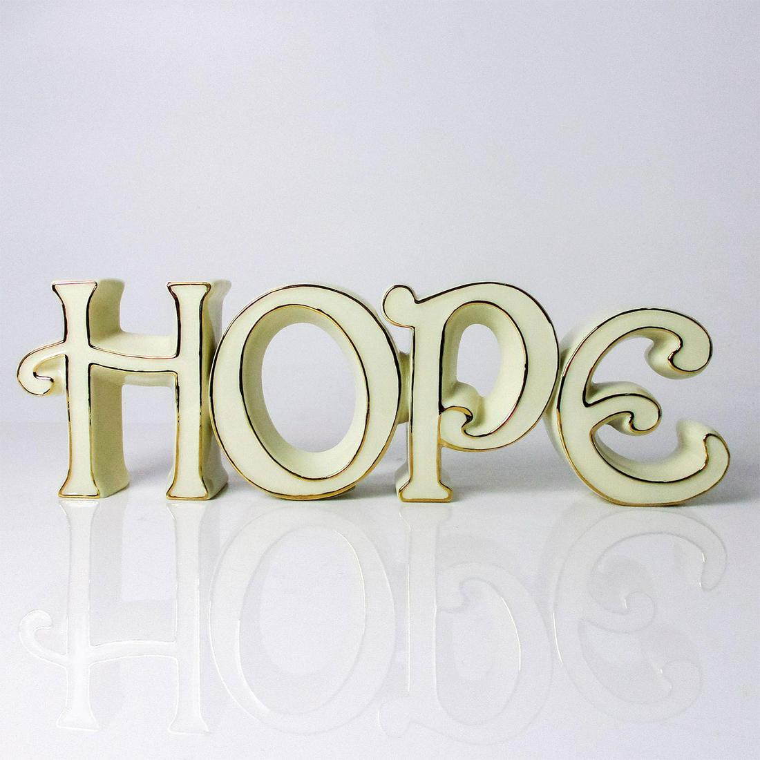 Lenox American by Design Plaque, HOPE: Glossy ivory porcelain with gold accent. Includes original box: 1175"L x 3.25"W x 5"H. Lenox backstamp. #Lenox #AmericanbyDesign #Plaque #HOPE Artist: American by Design Issued: c. 20th c. - 21st c. D