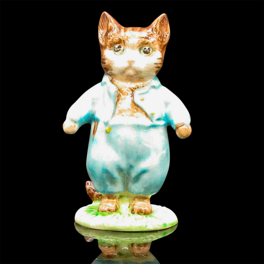Tom Kitten - Beswick - Beatrix Potter Figurine: Brown tabby kitten with green eyes wearing light blue trousers and jacket. Beswick Beatrix Potter backstamp. #tomkitten #beatrixpotter Artist: Arthur Gredington Issued: 1974-1985 Dimensions: 3.5"H Man