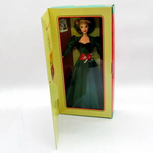 Vintage Mattel Barbie Doll, Holiday Sensation: Hallmark Exclusive. Featuring fashionable full length gown with poinsettia bloom accent on belt. Special Edition. Holiday Homecoming Collector Series. #19792. In original box, unopened. Dimensions of