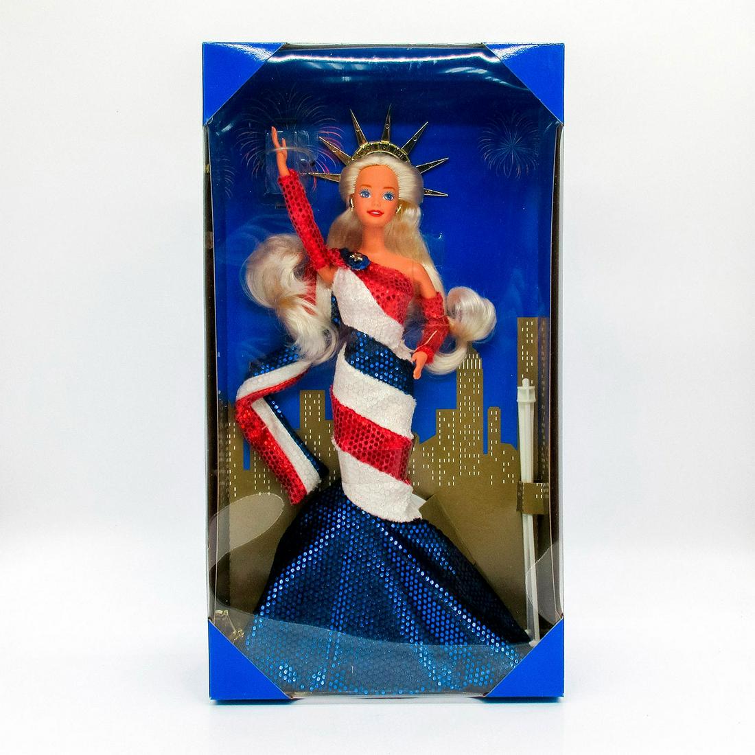 Vintage Mattel Barbie Doll, Statue of Liberty: Limited Edition. Part of the FAO Schwarz American Beauties Collection. #14664. In original box, unopened. Dimensions of box: 14.5"L x 8"W x 3.25"H. #Barbie #BarbieCollection Issued: 1995 D