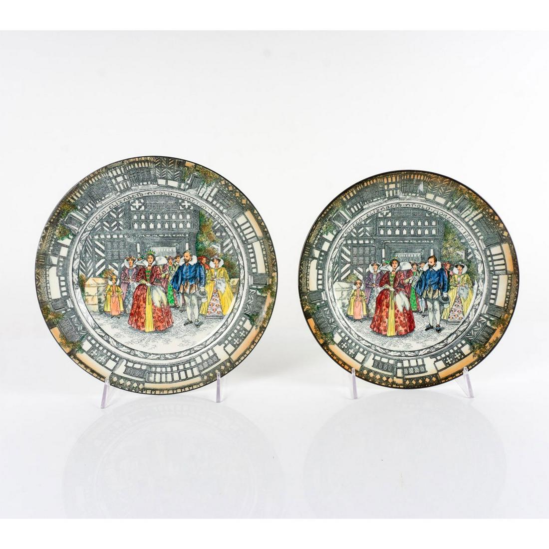 2pc Royal Doulton Plates, Queen Elizabeth at Old Moreton (1 of 3)