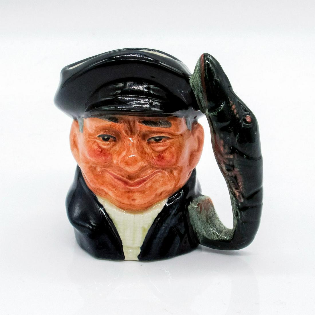 Lobsterman D6652 - Mini - Royal Doulton Character Jug: Variation One, dark blue jacket and cap; white fisherman's jersey. Royal Doulton backstamp. Artist: David B. Biggs Issued: 1980 - 1991 Dimensions: 2.75"H Manufacturer: Royal Doulton Country of Ori