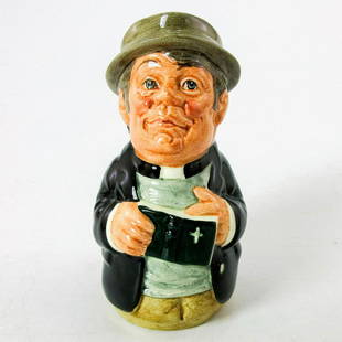 Rev. Cassock the Clergyman D6702 - Royal Doulton Toby Jug: Royal Doulton backstamp. Series: The Doultonville Collection. Artist: William Harper Issued: 1983-1990 Dimensions: 4"H Manufacturer: Royal Doulton Country of Origin: England