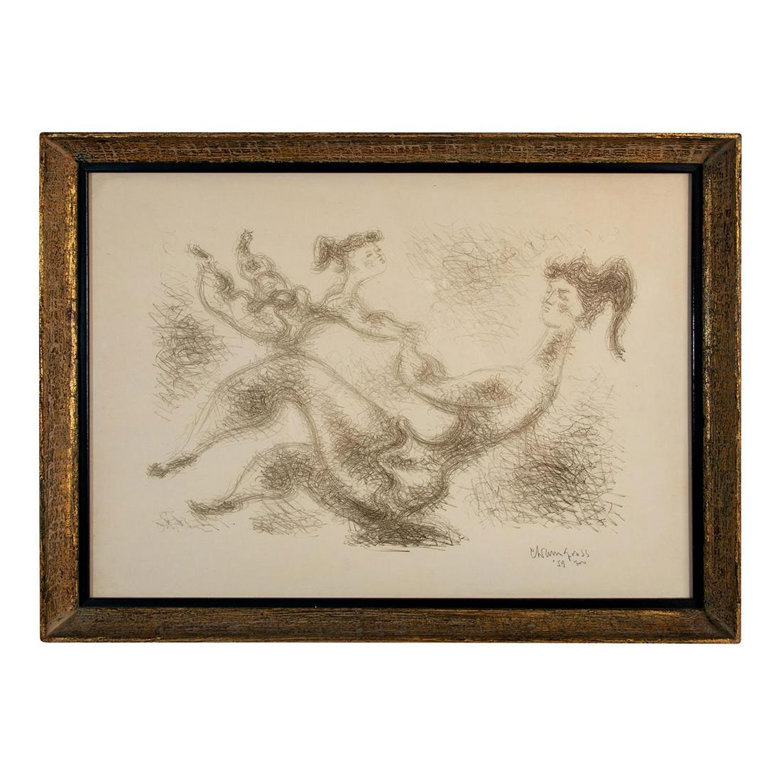 Chaim Gross (American, 1902-1991) Pencil Drawing on Paper (1 of 6)