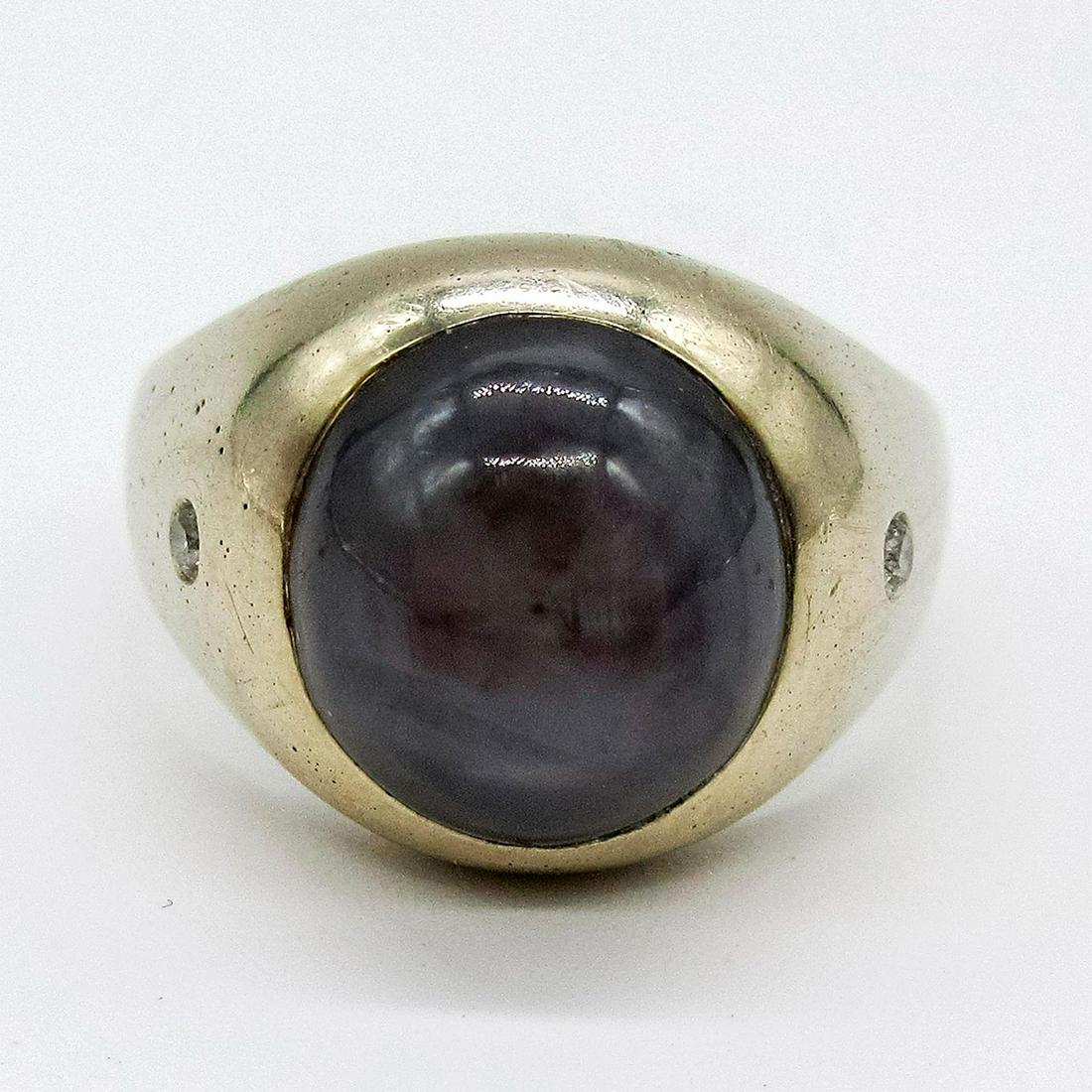Size 8.5 Men's Ring, Natural Blue/Gray Star Sapphire Set in 14kt White Gold (1 of 7)