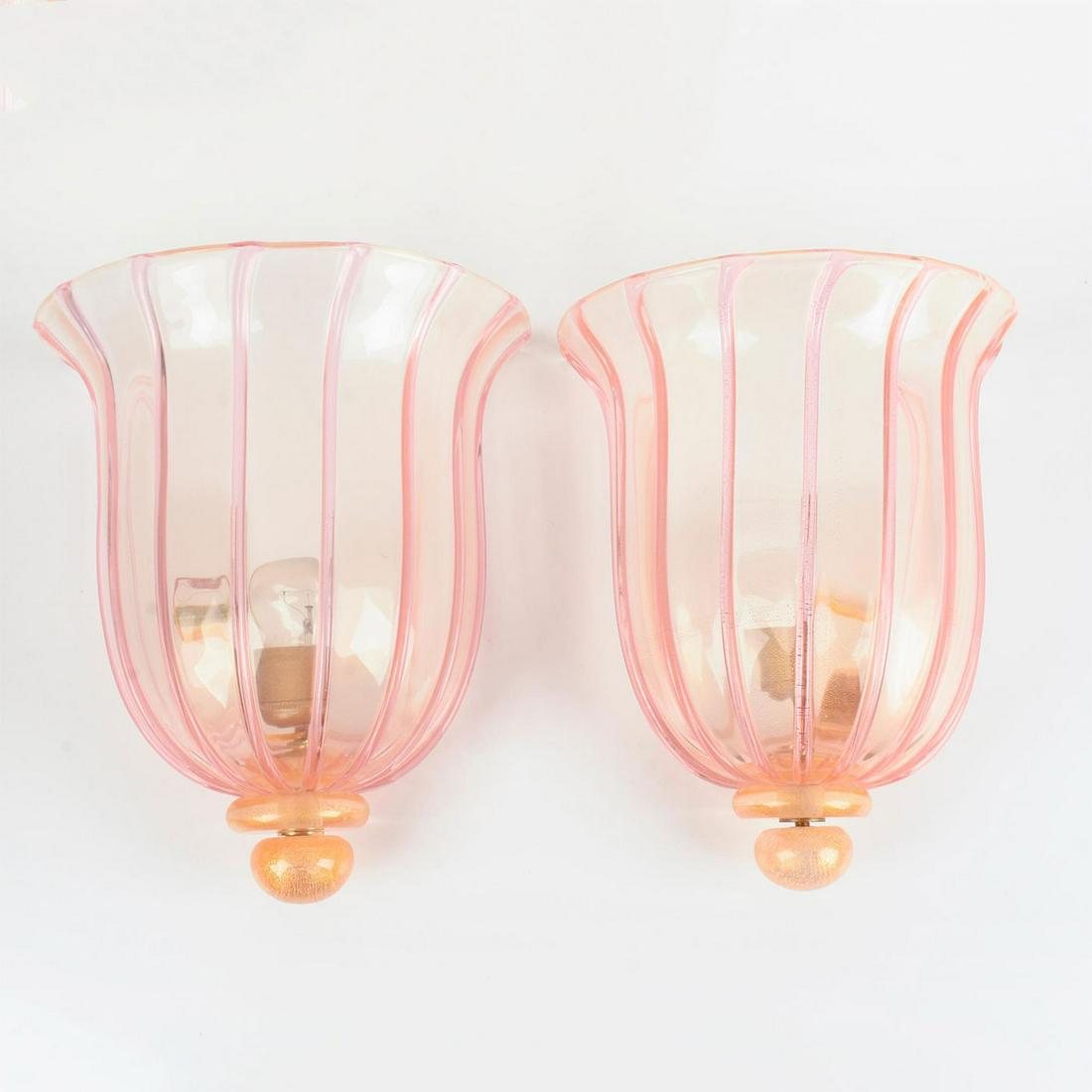 Pair of Large Vintage Venetian Murano Art Glass Wall Sconces (1 of 9)