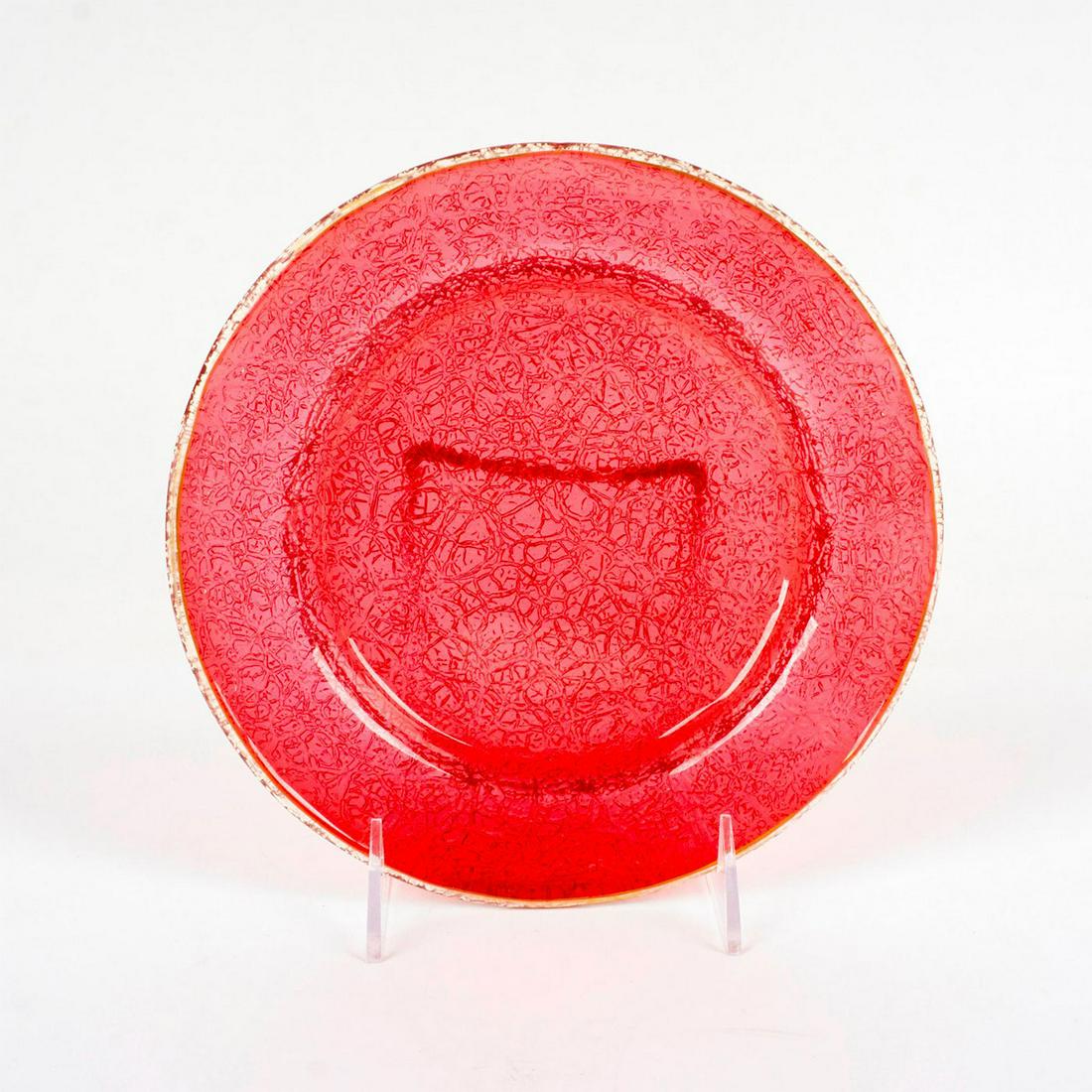 Vintage Crackle Glass Plate Cranberry Red (1 of 2)