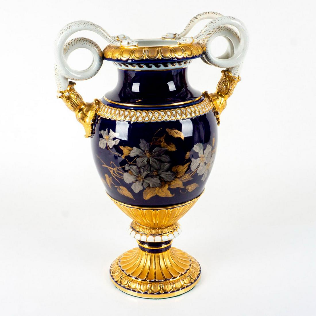 Antique 19th c. Meissen Porcelain Snake Handle Vase (1 of 9)