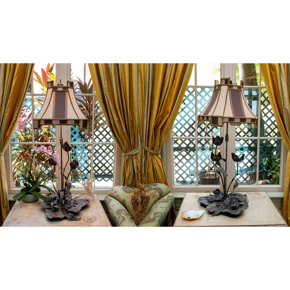 Pair of Metal Table Lamps, Calla Lily (1 of 20)