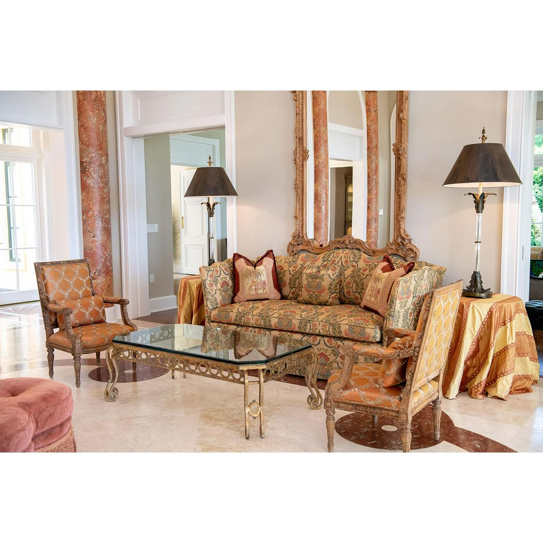 Pair of Adam Style Carved Wood Armchairs + 2 Pillows (1 of 12)