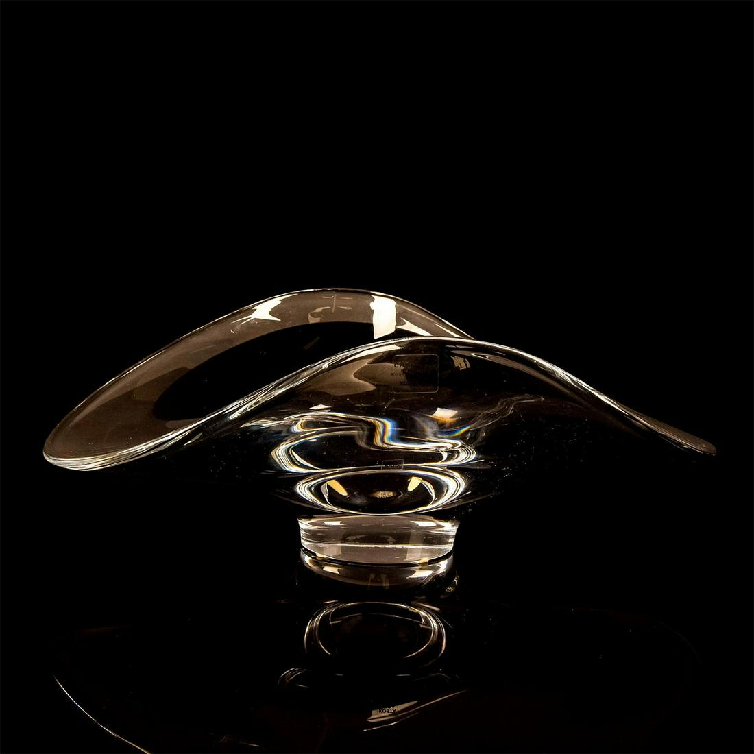 Kosta Boda Goran Warff Art Glass Bowl: Kosta Boda, G Warff / 2030632 etched on base. Contemporary design; dark purple glass cased in clear glass. Artist's Choice from Kosta Boda sticker on side. Artist: Goran Warff Issued: 20th c. Dimensio