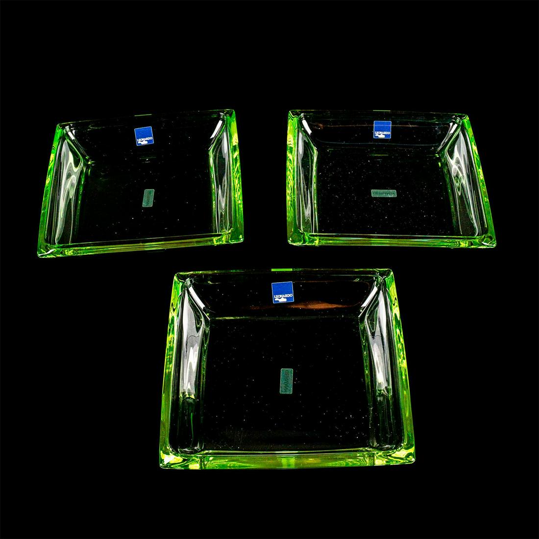 3pc Leonardo Green Glass Plates, Corner (1 of 7)