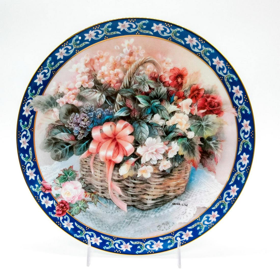 W.S. George Porcelain Plate, Begonias (1 of 6)