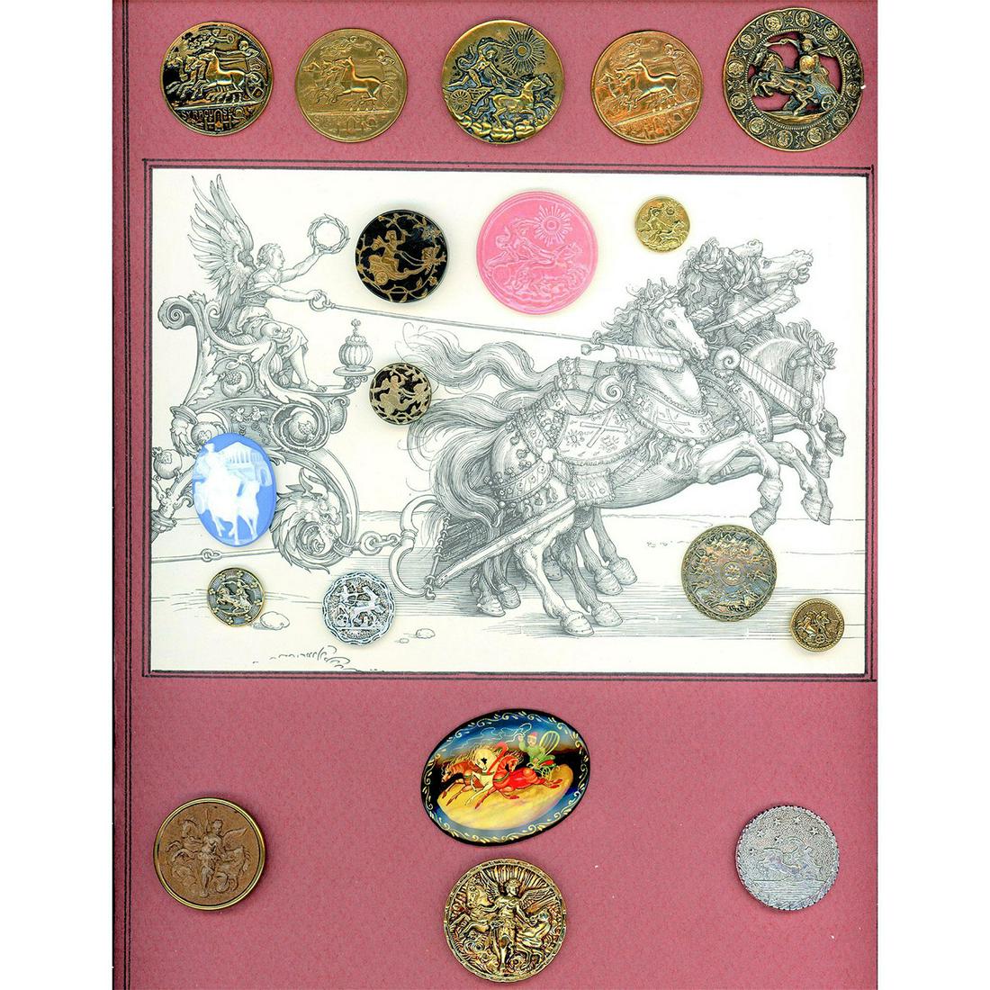 A Card of Division 1 And 3 Greek Mythology Buttons (1 of 4)