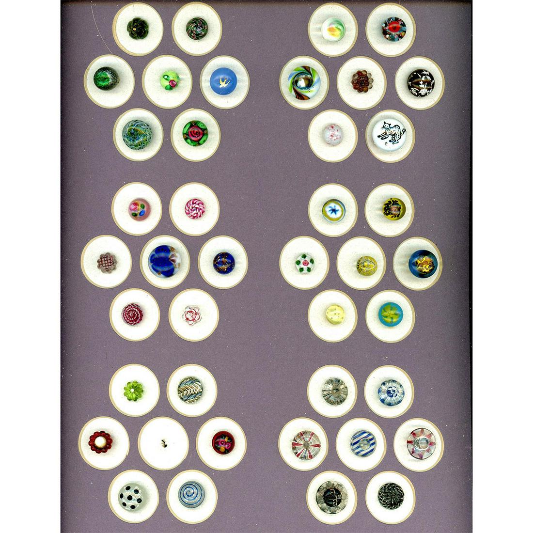 A Card of Div. 1 & 3 Assorted Paperweight Glass Buttons (1 of 5)