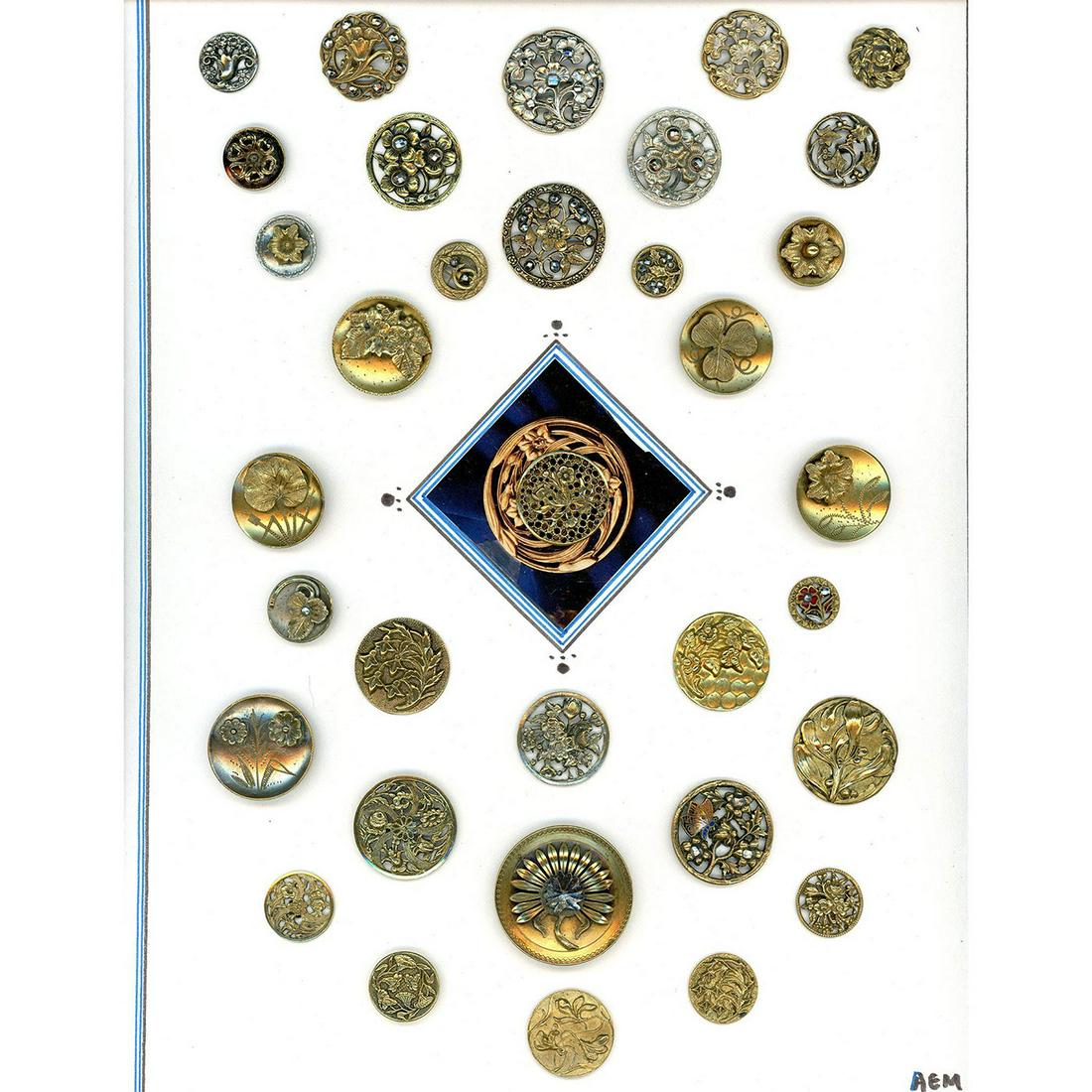 2 Cards of Division 1 & 3 Assorted Plant Life Buttons (1 of 6)