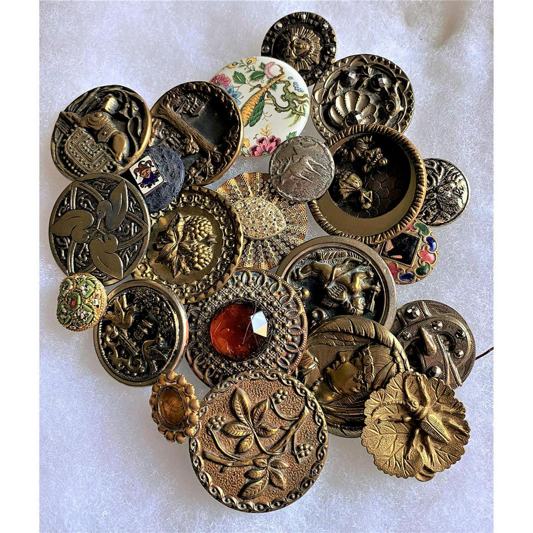 A Bag Lot of Assorted Div 1 & 3 Metal & Jeweled Buttons (1 of 4)