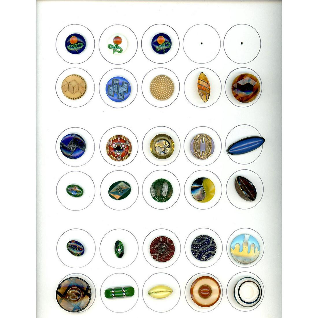 2 Cards of Division 1 & 3 Colored Glass Buttons (1 of 5)