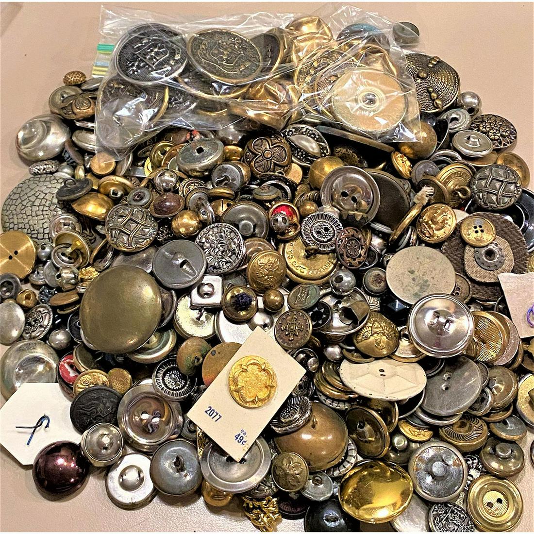 A Heavt Bag Lot of Assorted Metal Buttons (1 of 5)