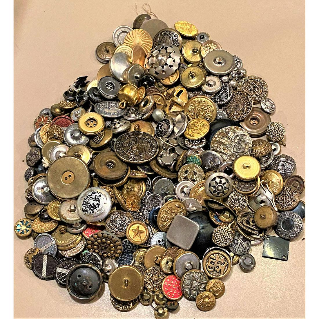 A Heavt Bag Lot of Assorted Metal Buttons (1 of 5)
