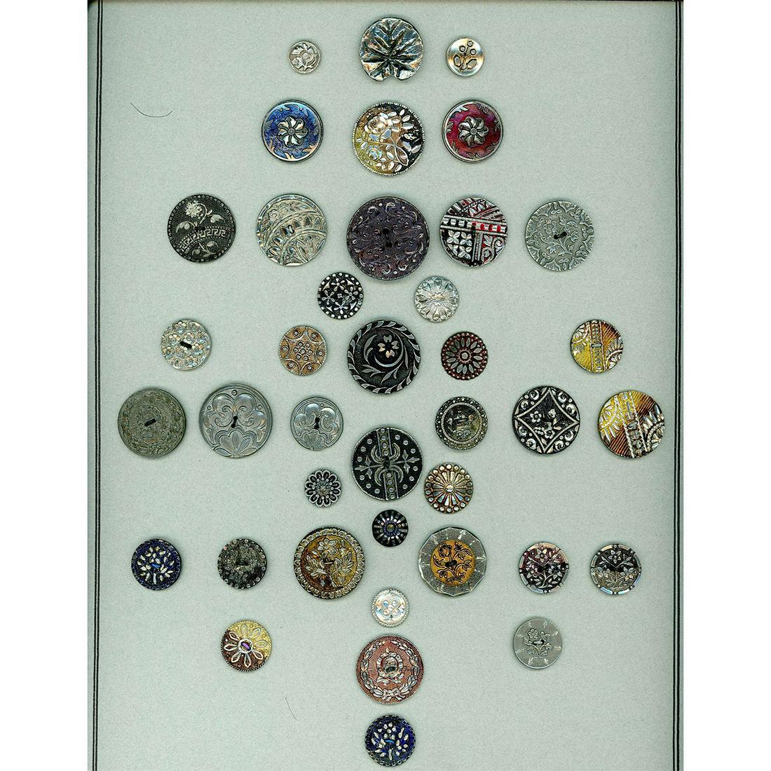 A Card of Division One Assorted Pewter Buttons (1 of 3)