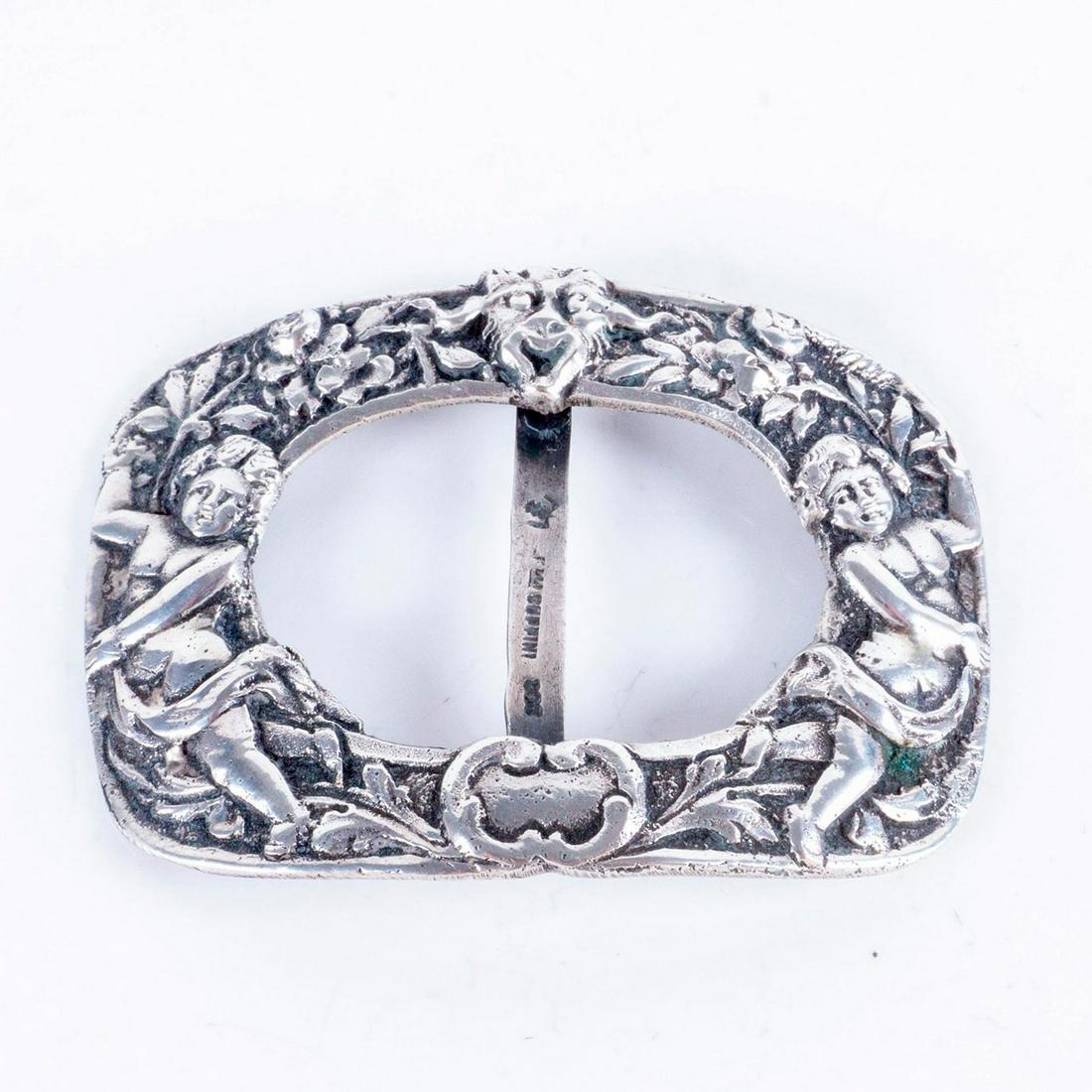 A 1 Piece Late 19Th Century Pictorial Sterling Buckle (1 of 6)