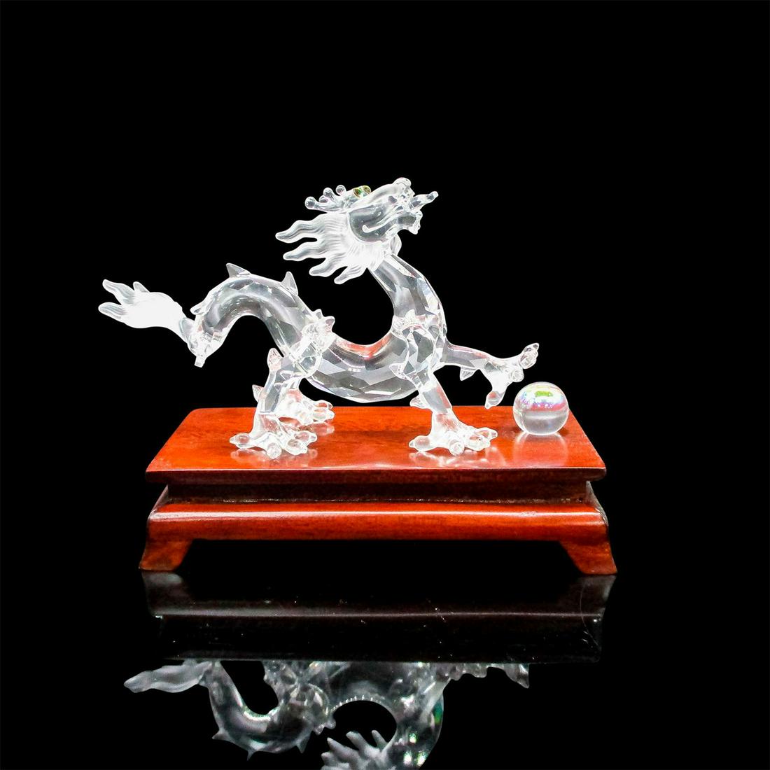 Swarovski Crystal Figurine, Zodiac Dragon On Wooden Stand (1 of 4)