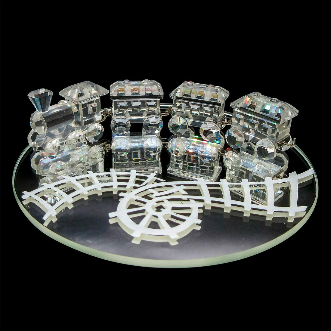 Swarovski Crystal Figurines, Mini Train Set + Glass Base (1 of 5)