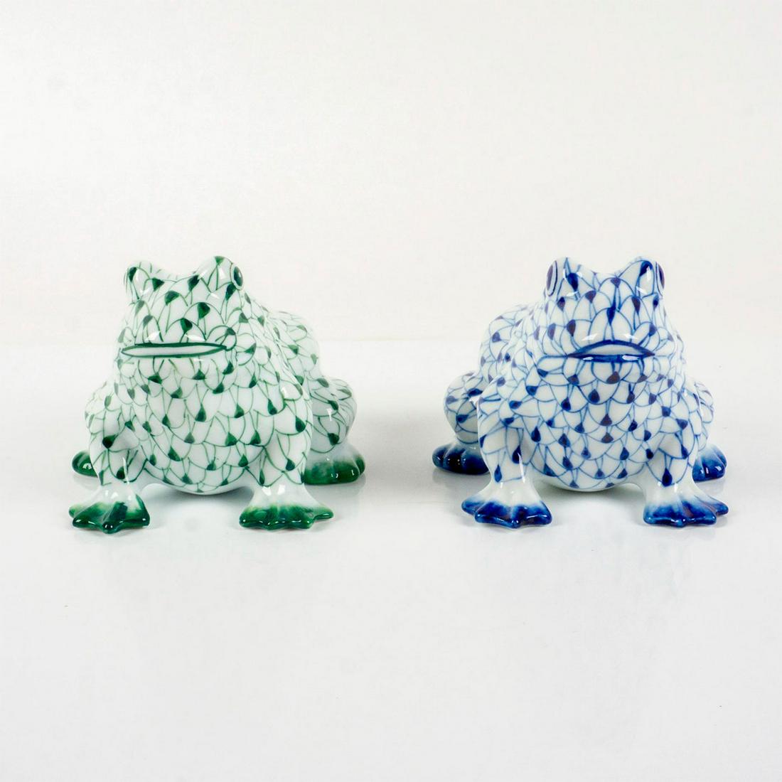 2pc Herend Style Handpainted Fishnet Design Frog Figurines (1 of 4)