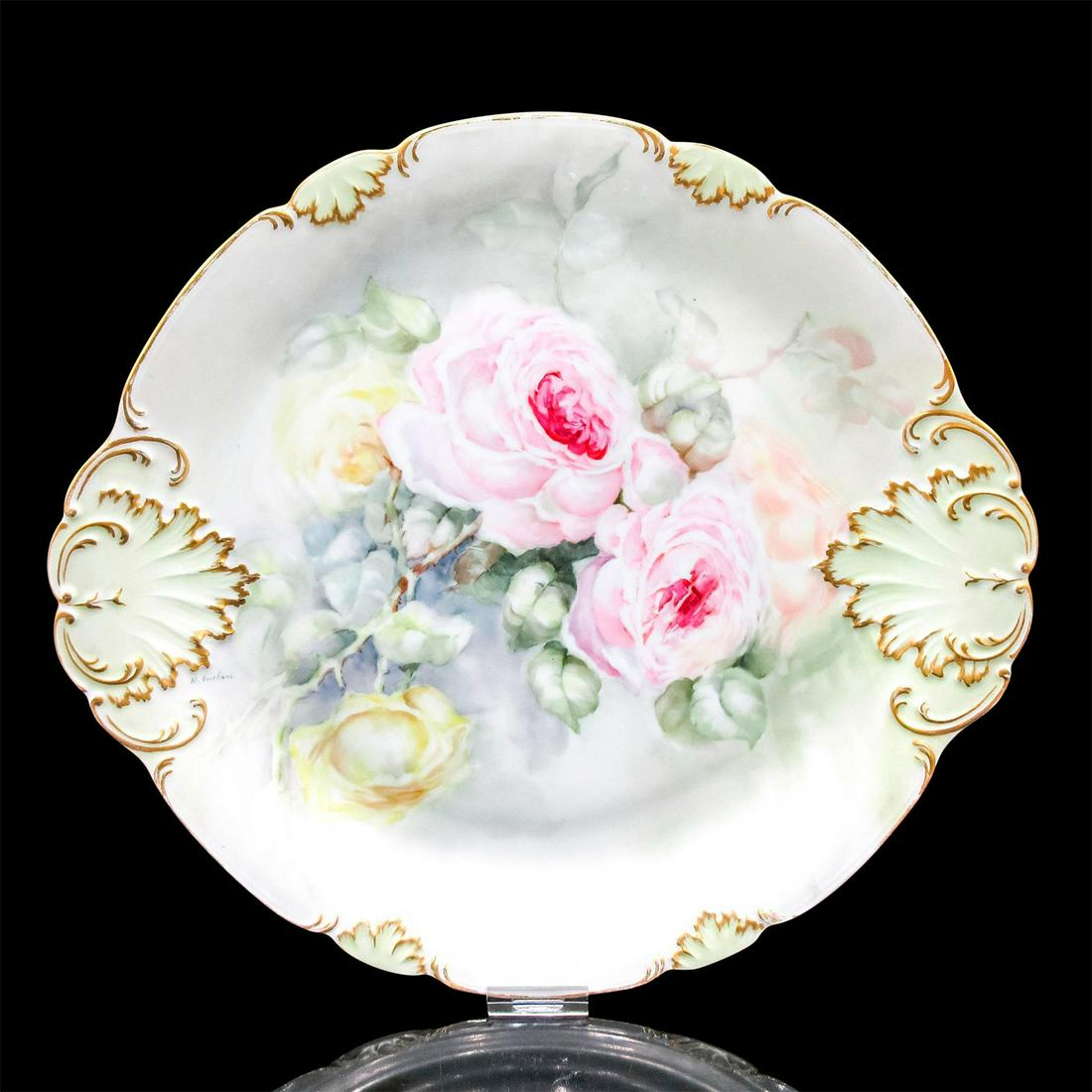 Antique CFH GDM Limoges France Decorative Plate, Roses (1 of 2)